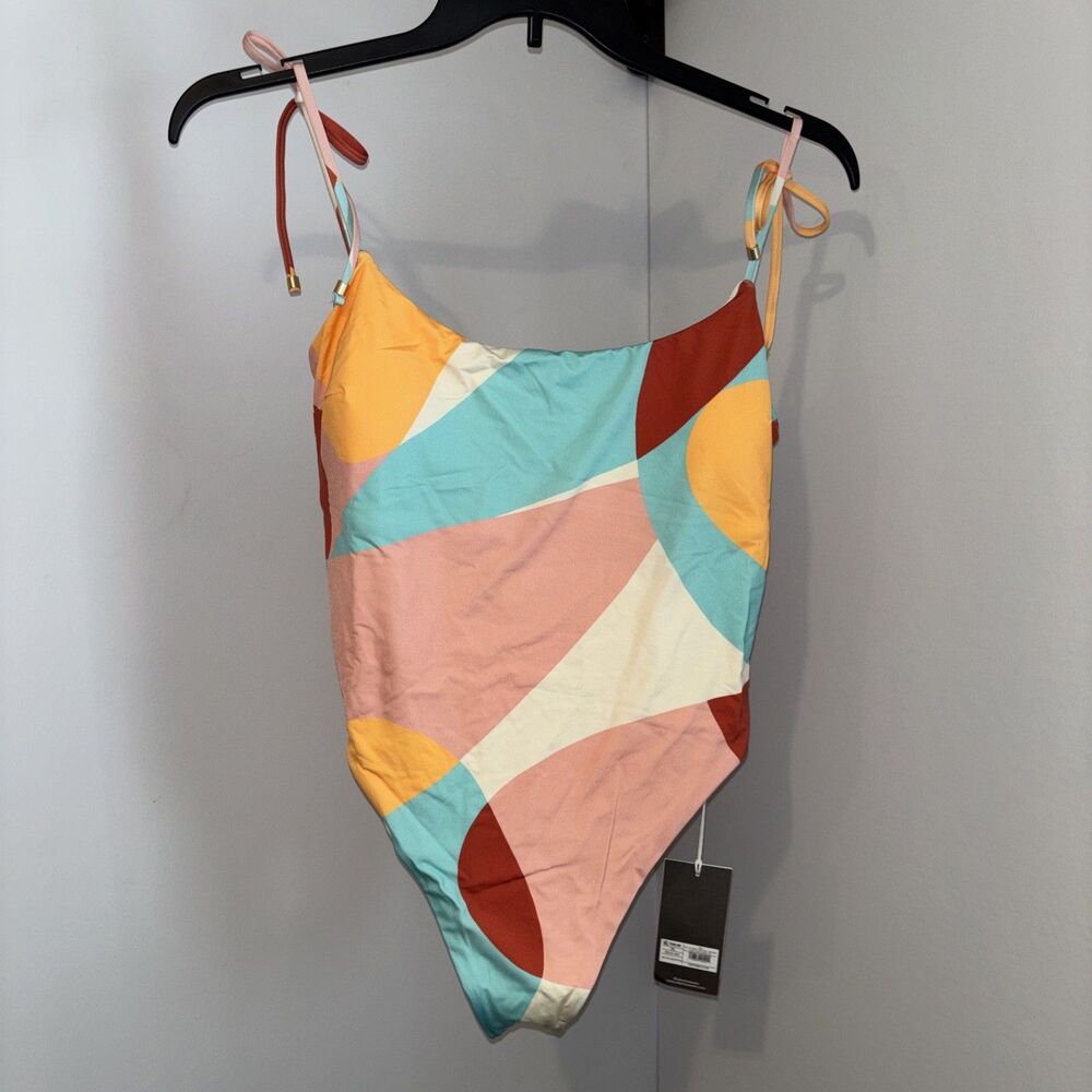 Vitamin A Woman Colorful Abstract Boho One Pc Swimsuit XL cheeky Chest 35" NWT
